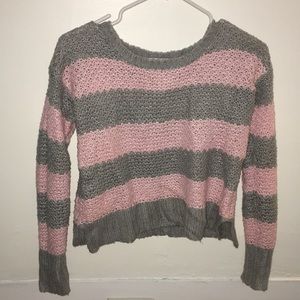 Pink and grey striped sweater